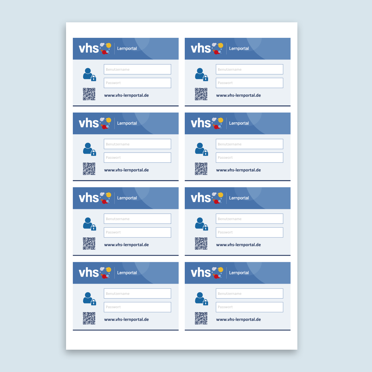 Die Passwortkarte zum vhs-Lernportal